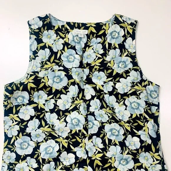 J. Jill Dress Love Linen Floral Hibiscus Shift Small Petite Tropical Hawaii Midi - Picture 3 of 11